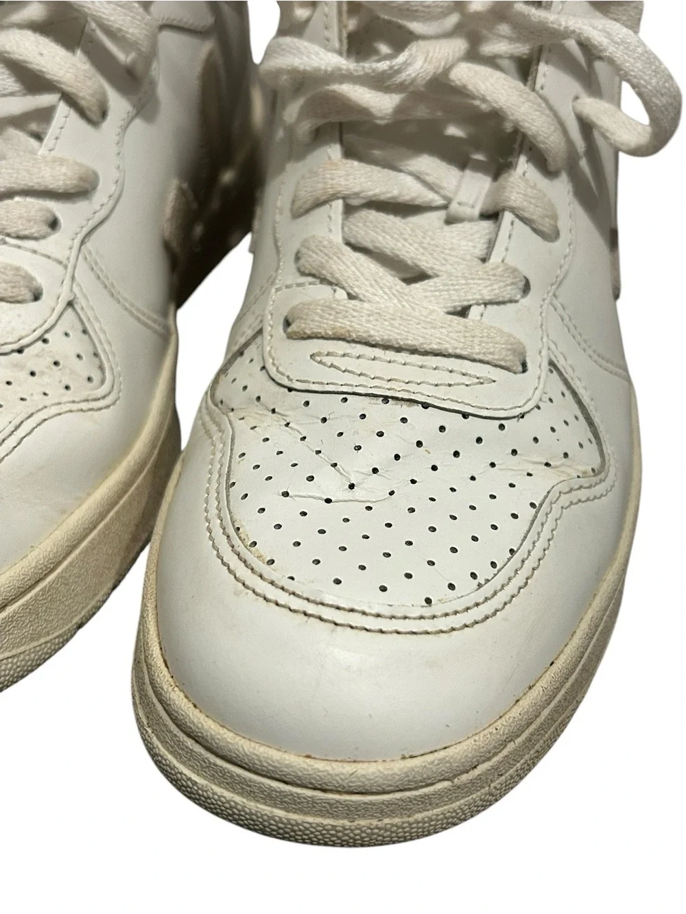 Veja V-15 Mid-Top Leather Sneaker in White Natural Size Womens US 7